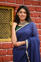 Very Much Indian Pure Cotton Handloom Saree With Intricate Borders - Violet | Grocsy
