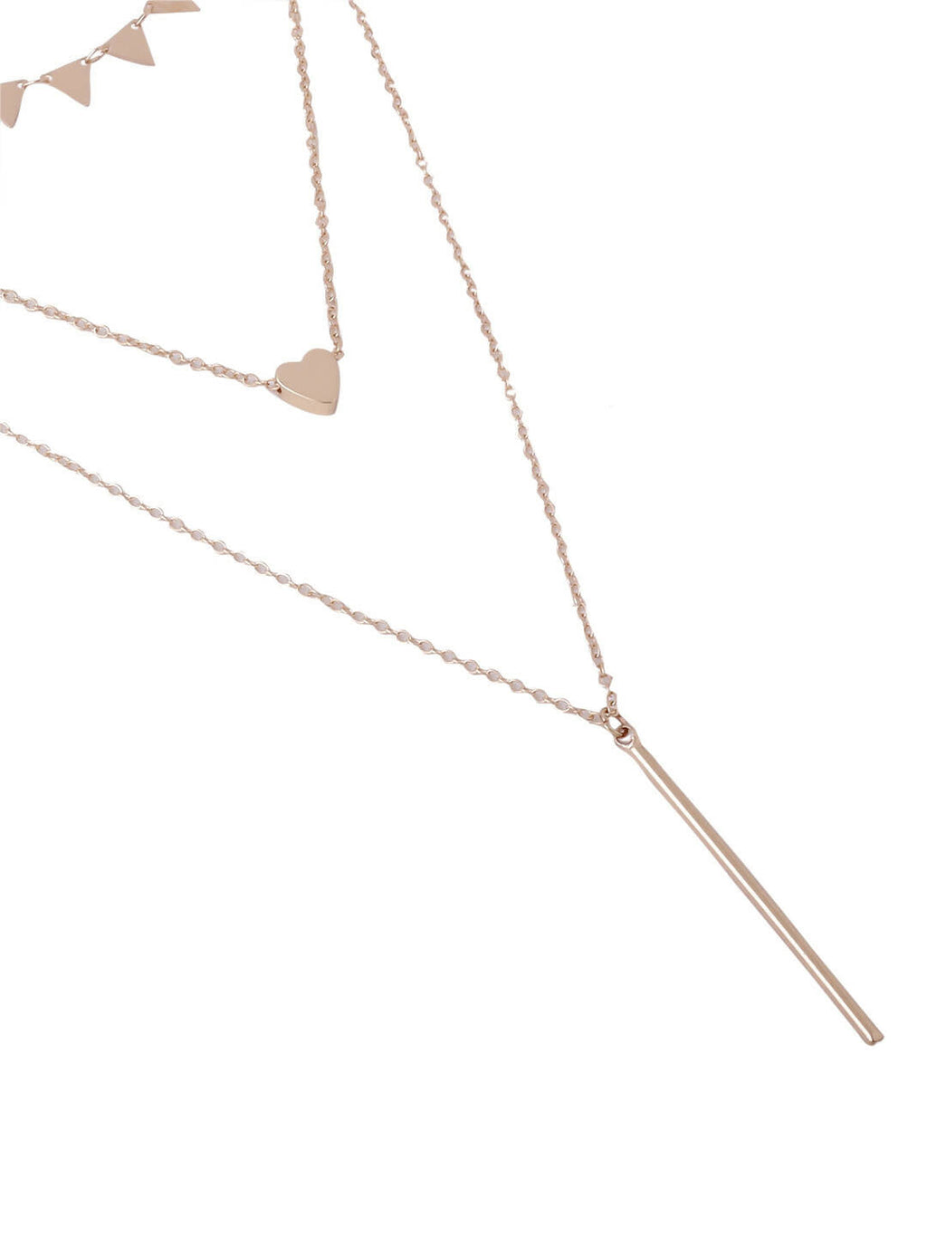 NVR Women's 3 Layered Gold-Polished Minimal Layered Necklace | Grocsy