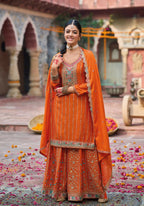 Anaita Coral Premium Embroidery Dhaga Sequin Work Ready Made Suit | Grocsy