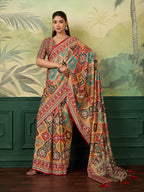 Dwija Fashion Women'S Pary Wear Printed Crep Silk Designer Saree With Unstitche Blouse-Multicolor | Grocsy