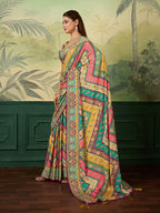 Dwija Fashion Women'S Pary Wear Printed Crep Silk Designer Saree With Unstitche Blouse-Multicolor | Grocsy