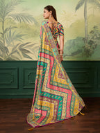 Dwija Fashion Women'S Pary Wear Printed Crep Silk Designer Saree With Unstitche Blouse-Multicolor | Grocsy