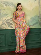 Dwija Fashion Women'S Pary Wear Printed Crep Silk Designer Saree With Unstitche Blouse-Multicolor | Grocsy