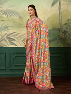Dwija Fashion Women'S Pary Wear Printed Crep Silk Designer Saree With Unstitche Blouse-Multicolor | Grocsy
