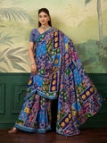 Dwija Fashion Women'S Pary Wear Printed Crep Silk Designer Saree With Unstitche Blouse-Blue | Grocsy