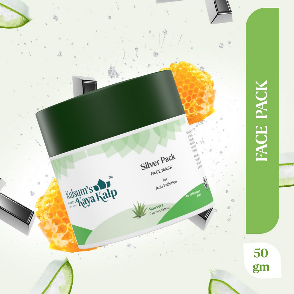 Kulsum's Kaya Kalp Silver Pack For Anti-Pollution With Silver Leaf & Aloe Vera | Grocsy