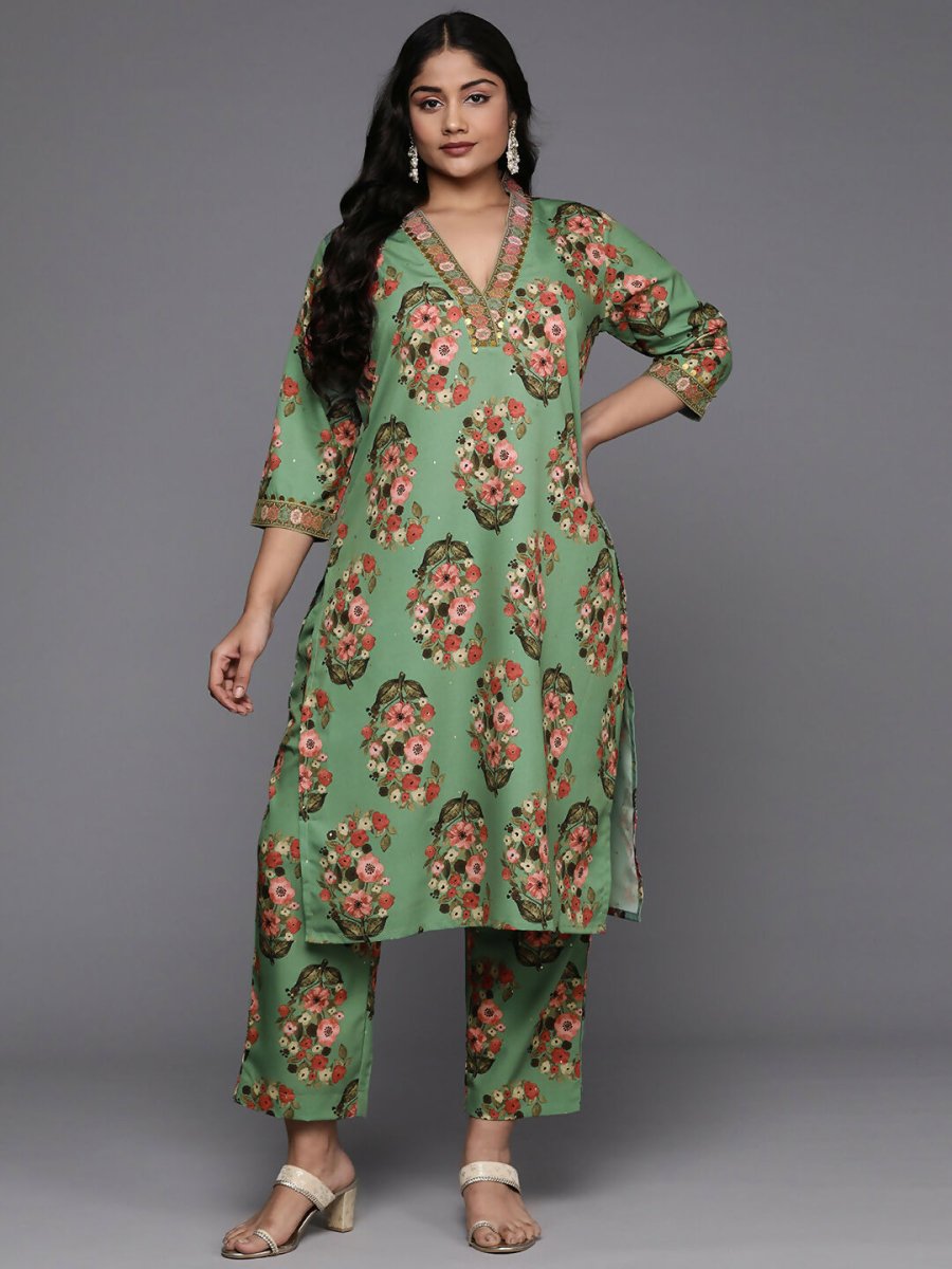 Ahalyaa Women's Traditional wear Kurta Set - Green | Grocsy