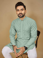 Anaita Sea_Green Embroidered Rayon Straight Kurta | Grocsy