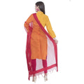 A R Silk Women's Gold Print Orgenza Cotton Mehroon Dupattas and Chunnis | Grocsy
