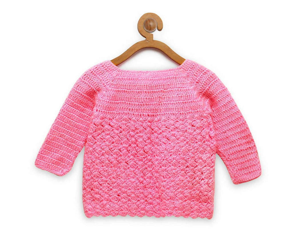 Chutput Kids Pink Coloured Solid Design Pullover Sweater | Grocsy