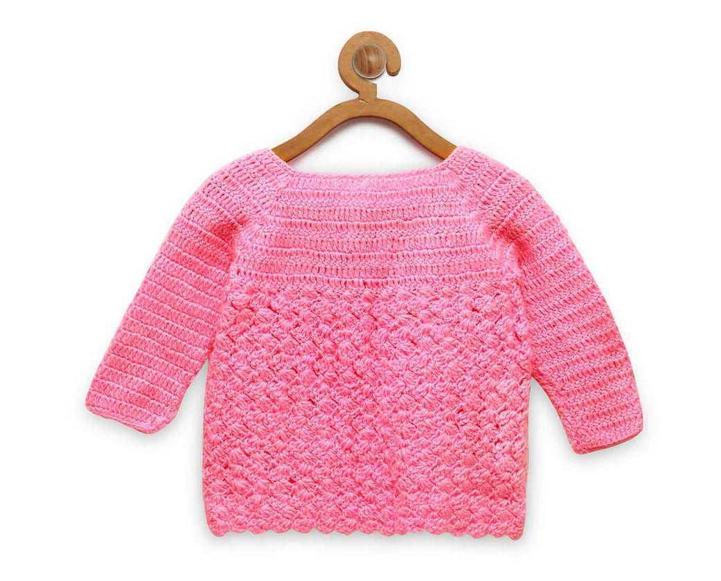 Chutput Kids Pink Coloured Solid Design Pullover Sweater | Grocsy