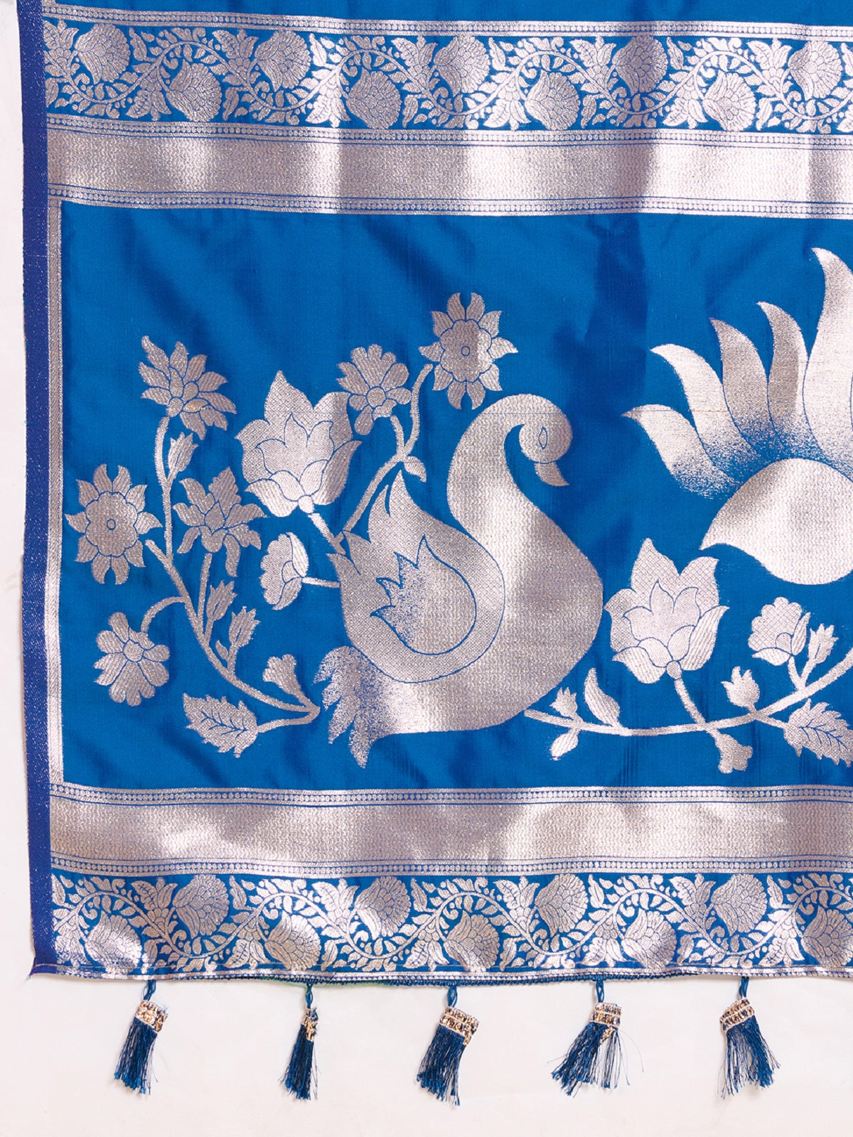 Dwija Fashion Blue Wedding Wear Paithani Silk Jari Weaving On All Over Saree With Unstitched Blouse | Grocsy