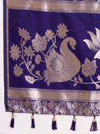 Dwija Fashion Royal Blue Wedding Wear Paithani Silk Jari Weaving On All Over Saree With Unstitched Blouse | Grocsy