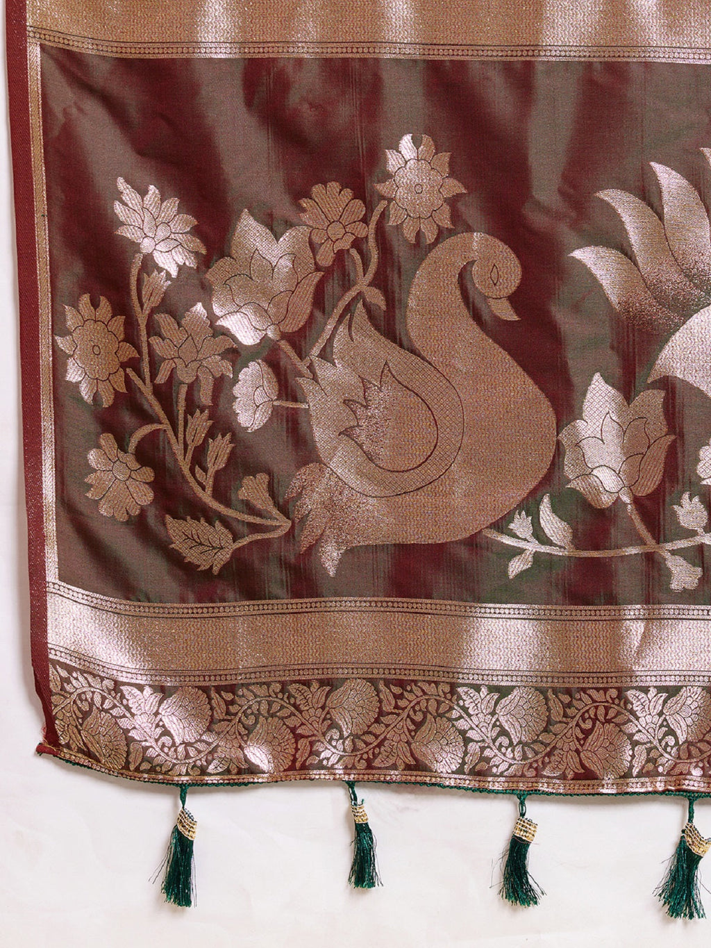 Dwija Fashion Chocolate Brown Wedding Wear Paithani Silk Jari Weaving On All Over Saree With Unstitched Blouse | Grocsy