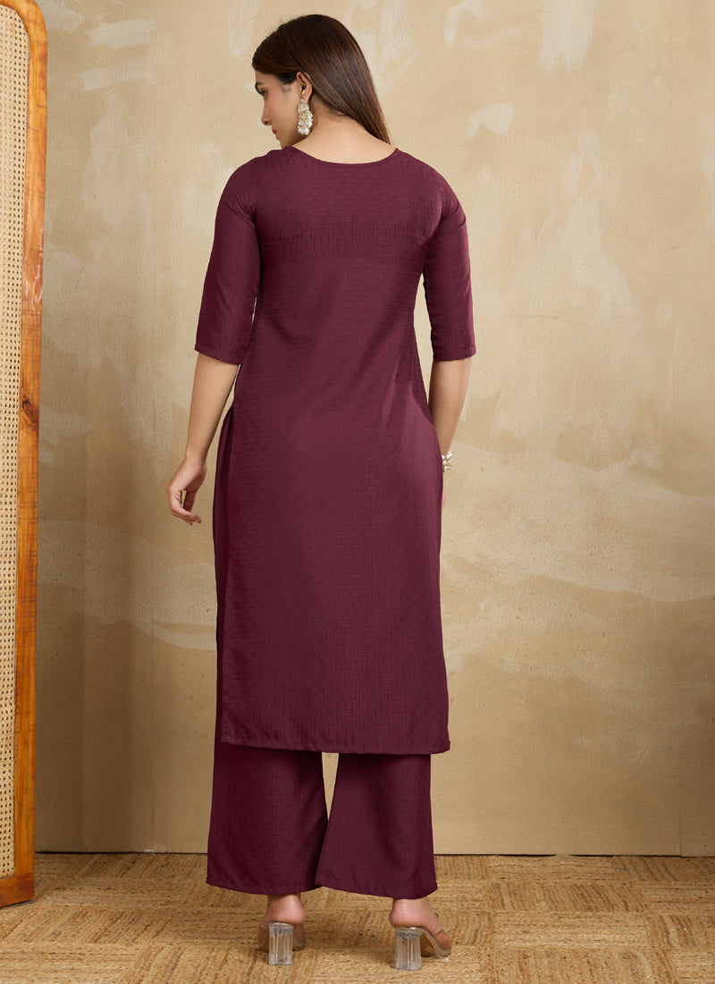 Prazu Fashion Maroon Printed Cotton Blend Kurta Pant Set | Grocsy