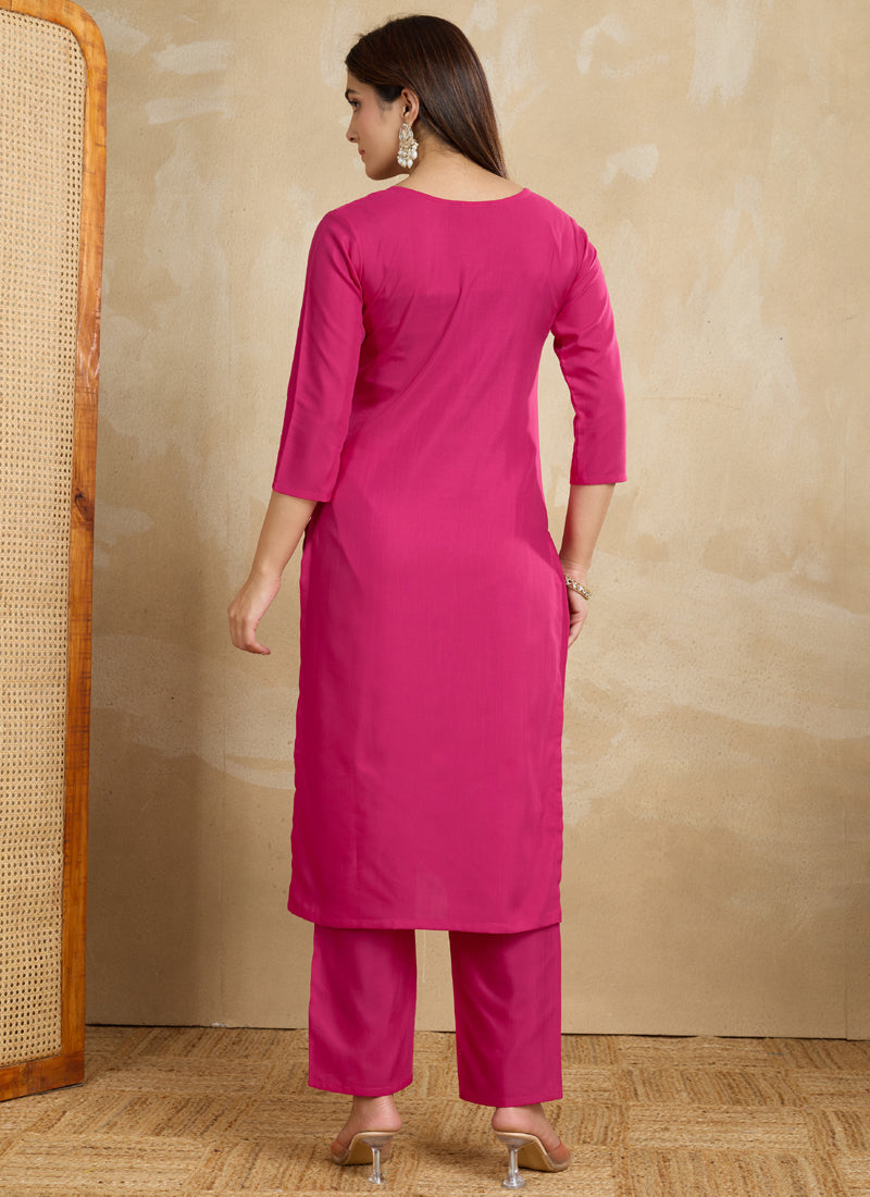 Prazu Fashion Pink Printed Cotton Blend Kurta Pant Set | Grocsy