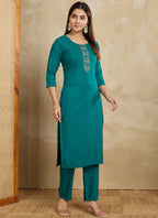 Prazu Fashion Rama Printed Cotton Blend Kurta Pant Set | Grocsy