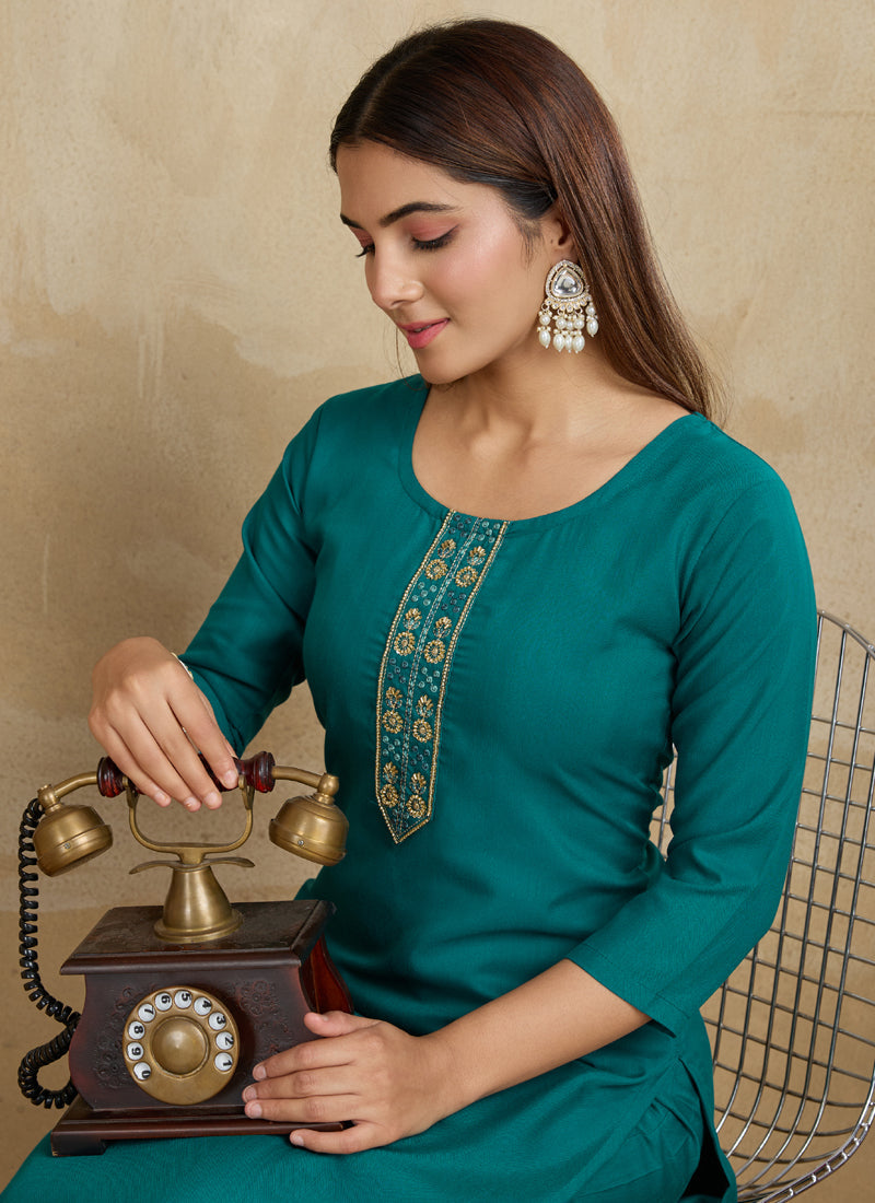 Prazu Fashion Rama Printed Cotton Blend Kurta Pant Set | Grocsy