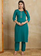 Prazu Fashion Rama Printed Cotton Blend Kurta Pant Set | Grocsy