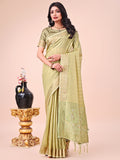 Shree Shyam Fashion Light Green Organza Saree - Ethereal Sophistication in Every Fold | Grocsy