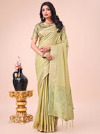 Shree Shyam Fashion Light Green Organza Saree - Ethereal Sophistication in Every Fold | Grocsy