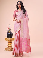 Shree Shyam Fashion Pink Organza Saree - Ethereal Sophistication in Every Fold | Grocsy