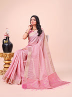 Shree Shyam Fashion Pink Organza Saree - Ethereal Sophistication in Every Fold | Grocsy