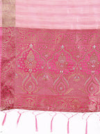 Shree Shyam Fashion Pink Organza Saree - Ethereal Sophistication in Every Fold | Grocsy