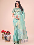 Shree Shyam Fashion Teal Organza Saree - Ethereal Sophistication in Every Fold | Grocsy