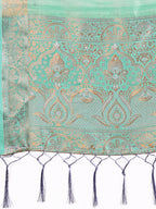 Shree Shyam Fashion Teal Organza Saree - Ethereal Sophistication in Every Fold | Grocsy