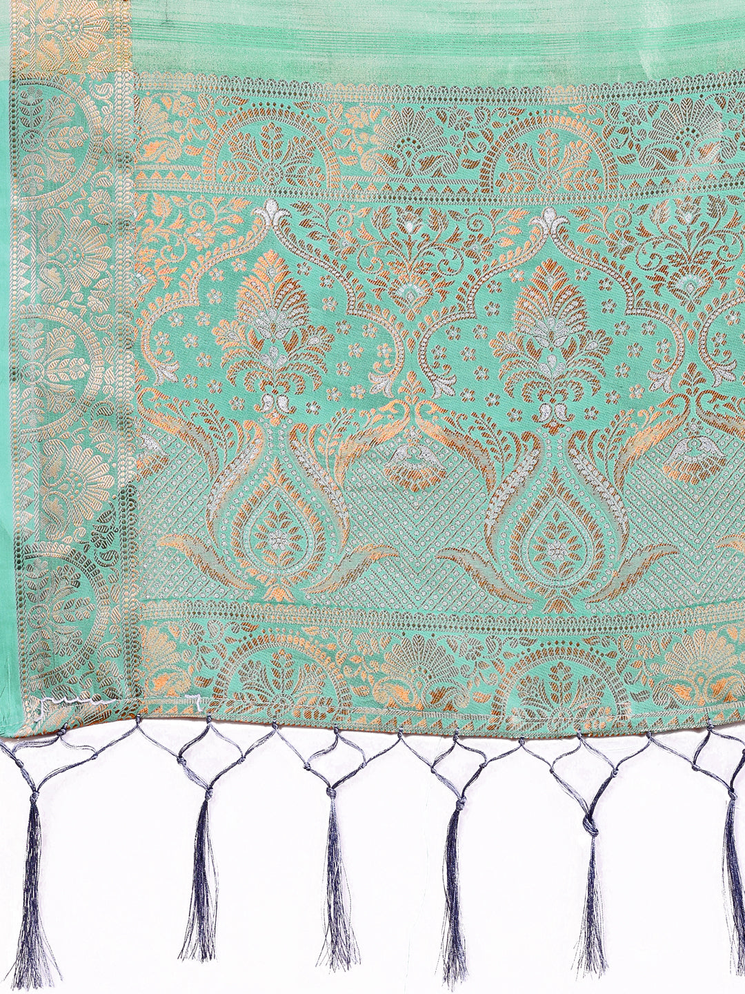 Shree Shyam Fashion Teal Organza Saree - Ethereal Sophistication in Every Fold | Grocsy