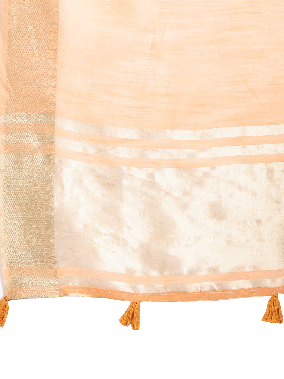 Shree Shyam Fashion Orange Cotton Woven Zari Work Traditional Tassel Saree | Grocsy
