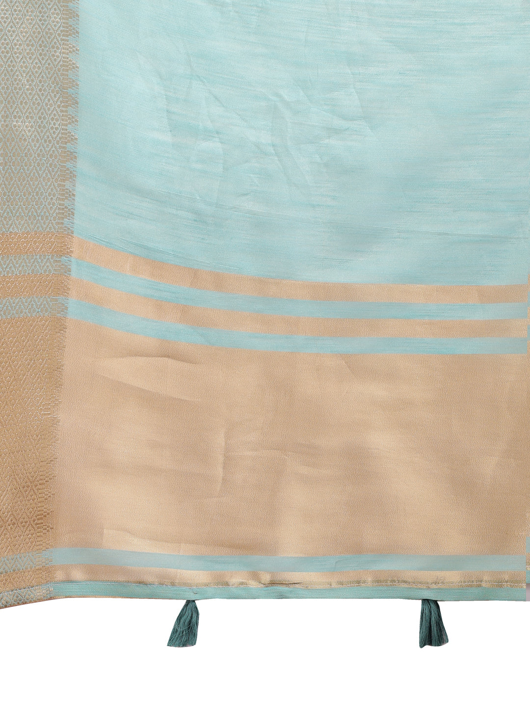 Shree Shyam Fashion Sea Green Cotton Woven Zari Work Traditional Tassel Saree | Grocsy