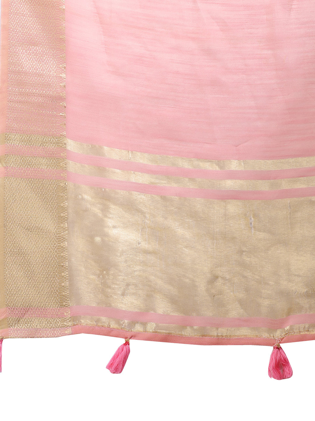 Shree Shyam Fashion Pink Cotton Woven Zari Work Traditional Tassel Saree | Grocsy