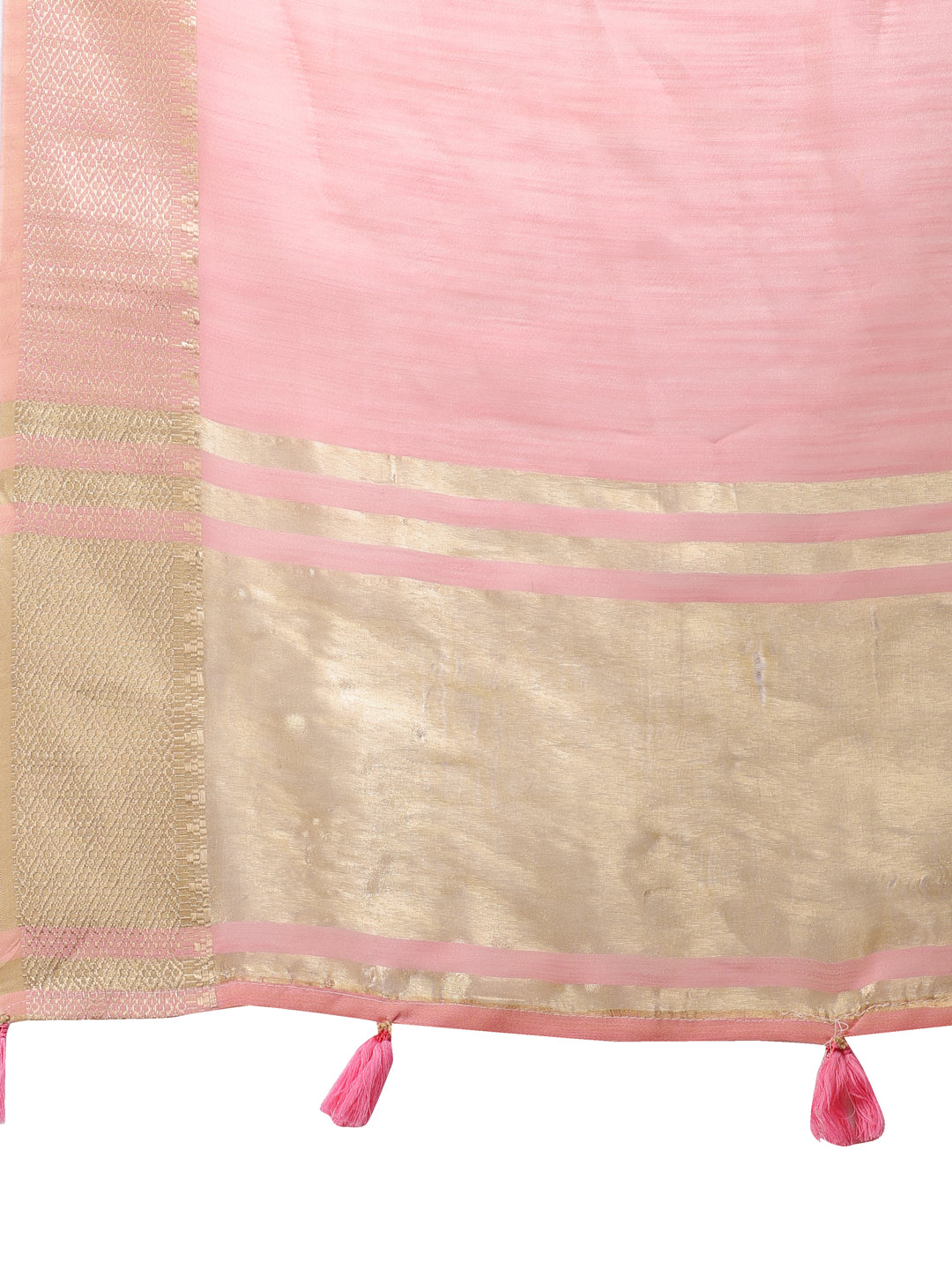 Shree Shyam Fashion Pink Cotton Woven Zari Work Traditional Tassel Saree | Grocsy