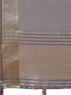 Shree Shyam Fashion Graceful Grey Organza Saree with Rich Golden Zari Border | Elegant Party Wear Saree with Blouse Piece | Grocsy
