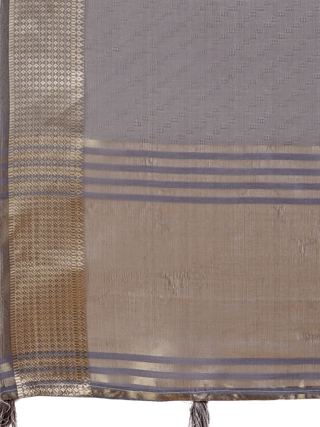 Shree Shyam Fashion Graceful Grey Organza Saree with Rich Golden Zari Border | Elegant Party Wear Saree with Blouse Piece | Grocsy