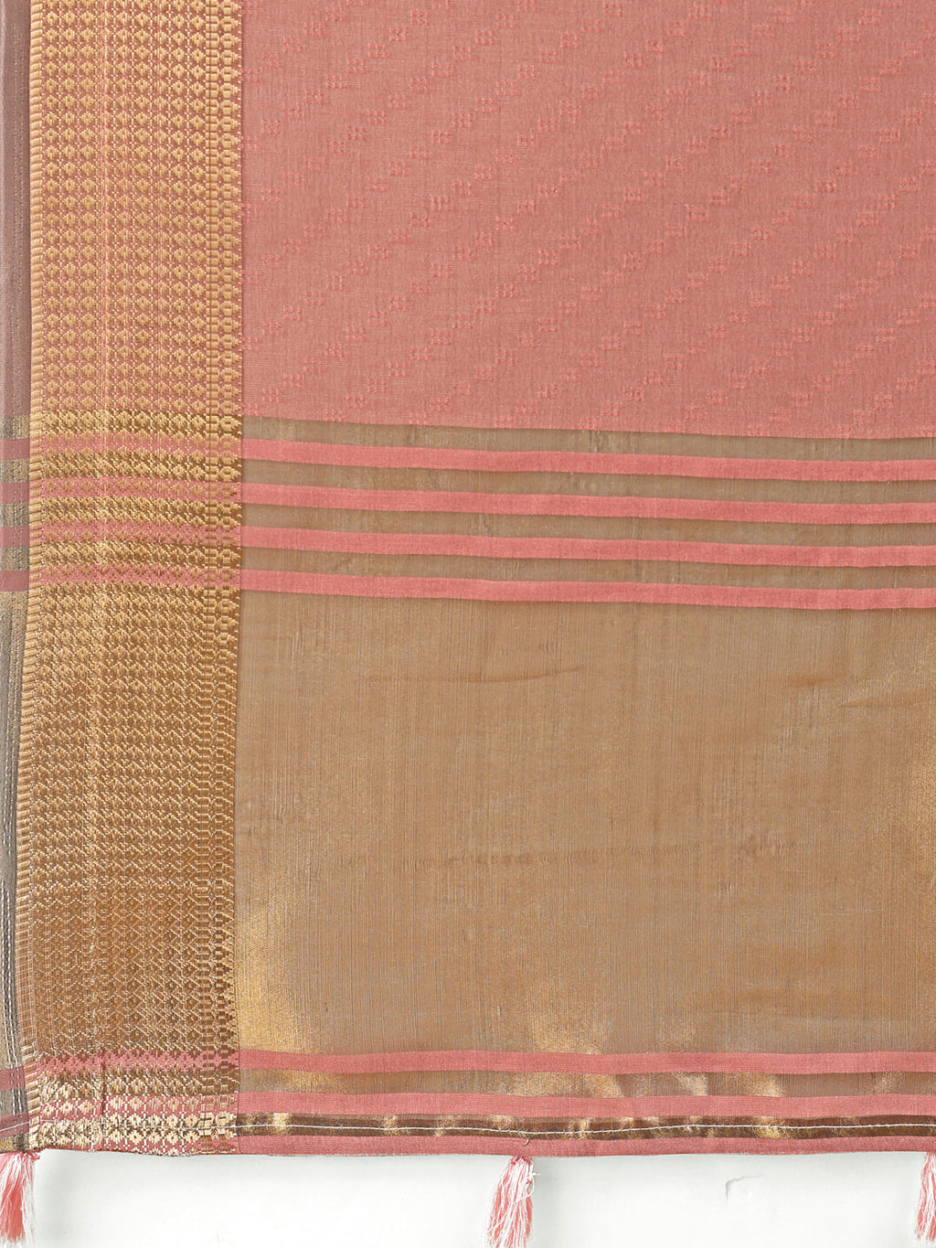 Shree Shyam Fashion Graceful Peach Organza Saree with Rich Golden Zari Border | Elegant Party Wear Saree with Blouse Piece | Grocsy