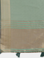 Shree Shyam Fashion Graceful Green Organza Saree with Rich Golden Zari Border | Elegant Party Wear Saree with Blouse Piece | Grocsy