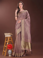 Shree Shyam Fashion Graceful Magenta Organza Saree with Rich Golden Zari Border | Elegant Party Wear Saree with Blouse Piece | Grocsy