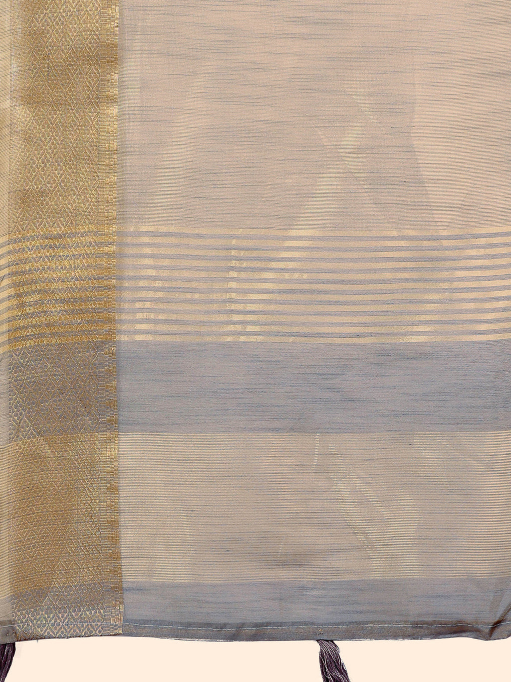 Shree Shyam Fashion Elegant Beige Linen Saree with Golden Zari Border & Rich Pallu | Soft Drape | Festive & Office Wear | Grocsy