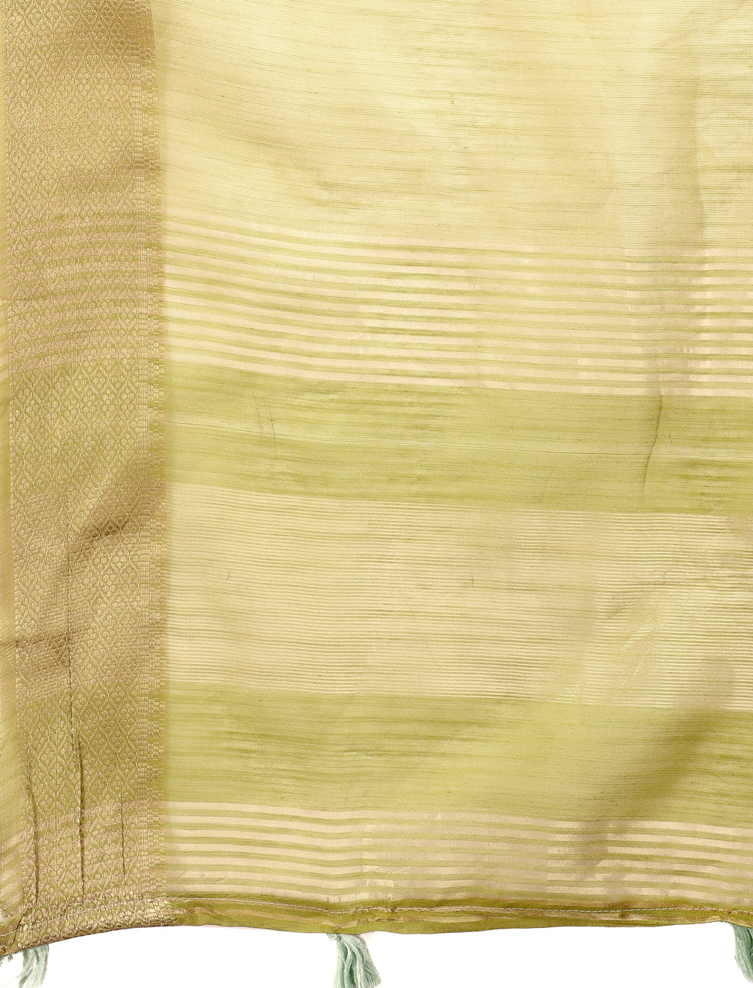 Shree Shyam Fashion Elegant Mehndi Green Linen Saree with Golden Zari Border & Rich Pallu | Soft Drape | Festive & Office Wear | Grocsy