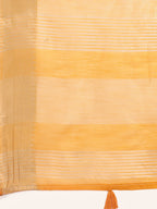 Shree Shyam Fashion Elegant Yellow Linen Saree with Golden Zari Border & Rich Pallu | Soft Drape | Festive & Office Wear | Grocsy