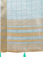Shree Shyam Fashion Elegant Sky Blue Organza Saree with Golden Zari Border & Designer Tassels | Lightweight Partywear Saree | Grocsy