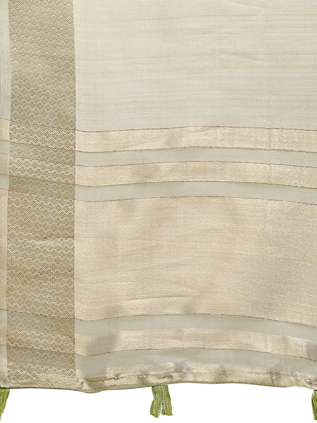 Shree Shyam Fashion Light Green Organza Woven Zari Work Traditional Tassel Saree | Grocsy