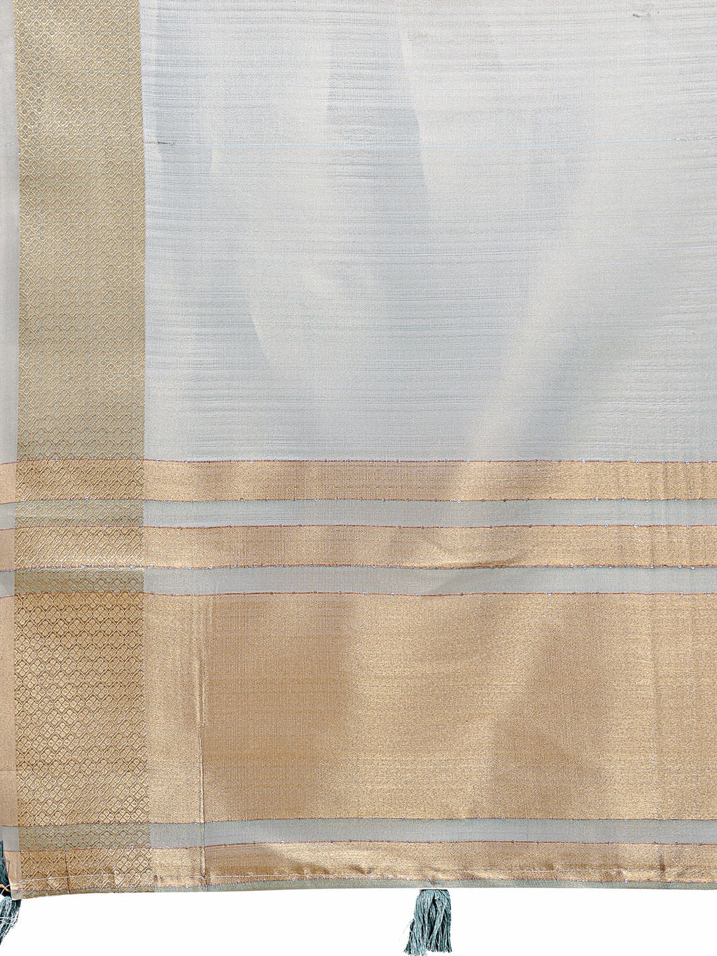 Shree Shyam Fashion Sea Green Organza Woven Zari Work Traditional Tassel Saree | Grocsy
