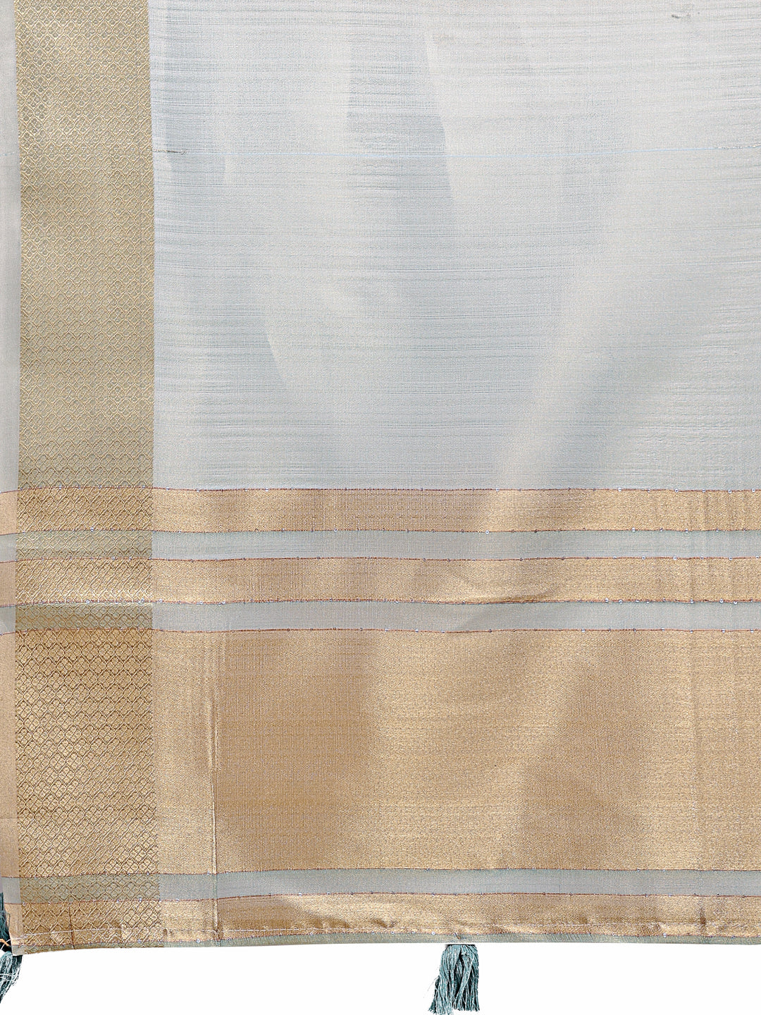 Shree Shyam Fashion Sea Green Organza Woven Zari Work Traditional Tassel Saree | Grocsy