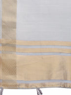 Shree Shyam Fashion Sky Blue Organza Woven Zari Work Traditional Tassel Saree | Grocsy
