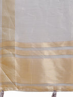 Shree Shyam Fashion Grey Organza Woven Zari Work Traditional Tassel Saree | Grocsy