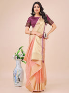 Shree Shyam Fashion Light Pink Gold Organza Silk Saree - Lightweight Luxury for Your Ethnic Moments | Grocsy